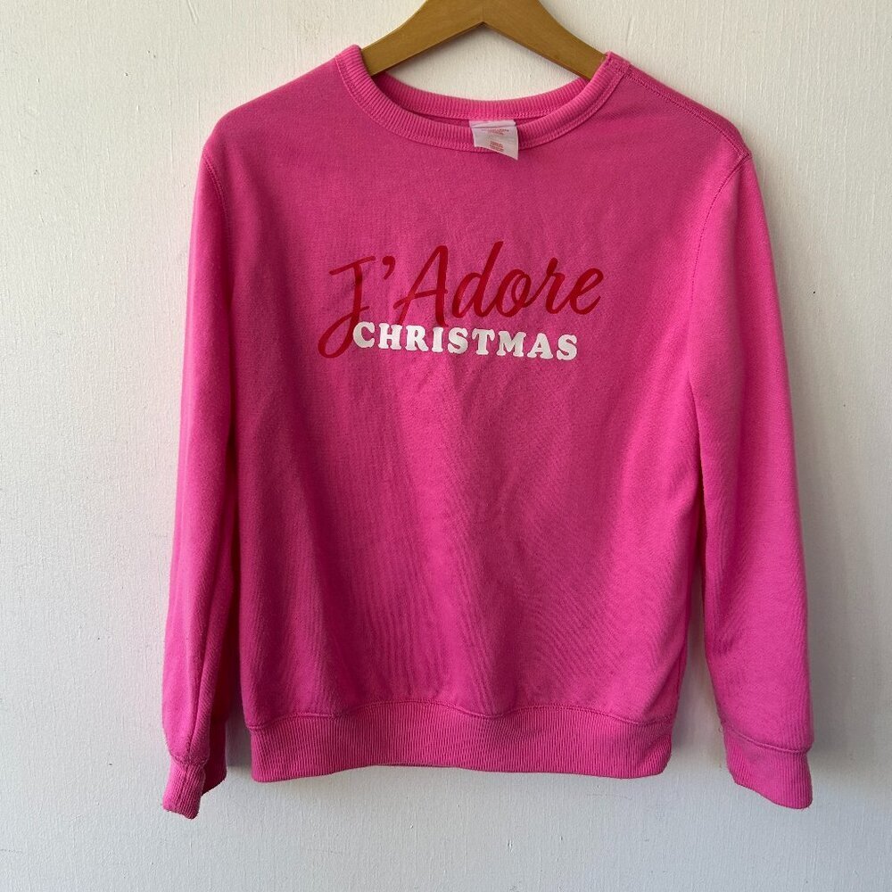 Wondershop Sweatshirt Girls XL French J'adore Christmas Pink Pullover